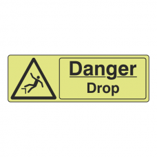 Photoluminescent Danger Drop Sign (Landscape)