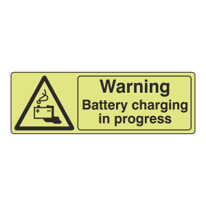Photoluminescent Battery Charging In Progress Sign (Landscape)