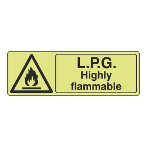 Photoluminescent LPG Highly Flammable Sign (Landscape)