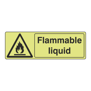 Photoluminescent Flammable Liquid Sign (Landscape)