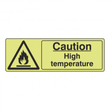 Photoluminescent Caution High Temperature Sign (Landscape)
