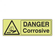 Photoluminescent Danger Corrosive Sign (Landscape)