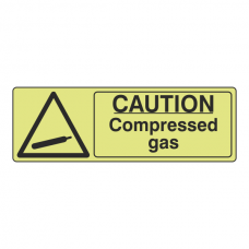 Photoluminescent Caution Compressed Gas Sign (Landscape)