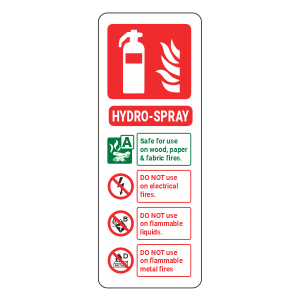 Hydro Spray Extinguisher ID Sign (Portrait)
