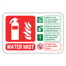 Water Mist Extinguisher ID Sign (Landscape)