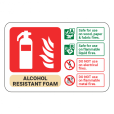 Alcohol Resistant Foam Extinguisher ID Sign (Landscape)