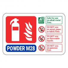 Powder M28 Fire Extinguisher ID Sign (Landscape)