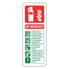 Dry Water Mist Fire Extinguisher ID Sign (Portrait)