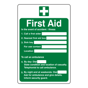 First Aid Action Sign
