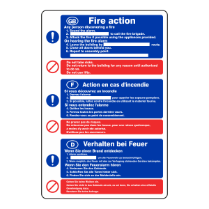 Multi Lingual Fire Action Sign 6