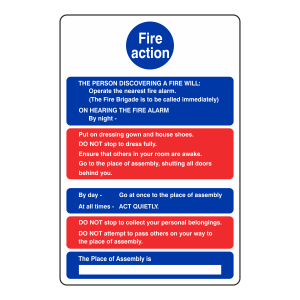 Hospital-Nursing Fire Action Instruction Sign
