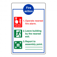 3 Point Fire Action Sign - Operate Nearest Fire Alarm