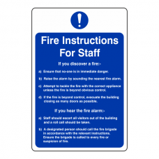 Fire Instructions For Staff Sign