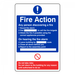 Fire Action Sign - Any Person Discovering A Fire