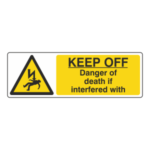 Keep Off Danger Of Death If Interfered With Sign (Landscape)
