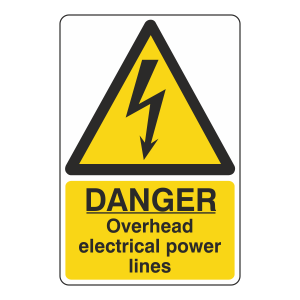 Danger Overhead Electrical Power Lines Sign