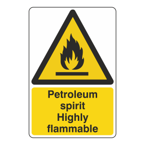 Petroleum Spirit Highly Flammable Sign