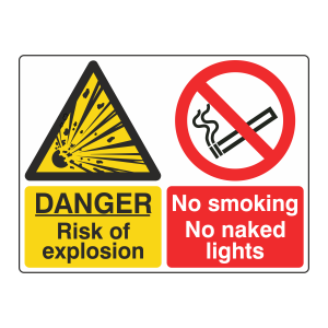 Risk Of Explosion / No Smoking Sign (Large Landscape)