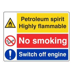 Petroleum Spirit / No Smoking / Engine Sign (Large Landscape)