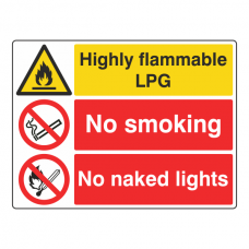 Highly Flammable LPG / No Smoking / No Naked Lights Sign (Large Landscape)