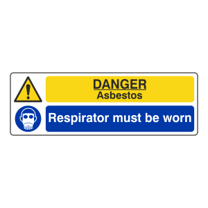 Danger Asbestos / Respirator Must Be Worn Sign (Landscape)