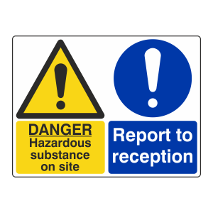 Hazardous Substance / Report To Reception Sign (Large Landscape)