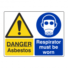 Danger Asbestos / Respirator Must Be Worn Sign (Large Landscape)