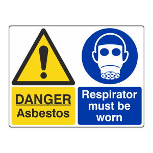 Danger Asbestos / Respirator Must Be Worn Sign (Large Landscape)