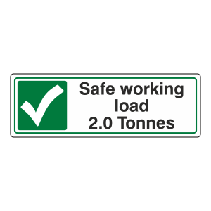Safe Working Load 2.0 Tonnes Sign (Landscape)