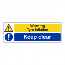 Warning Tyre Inflation / Keep Clear Sign (Landscape)
