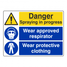 Spraying In Progress / Respirator / Clothing Sign (Large Landscape)
