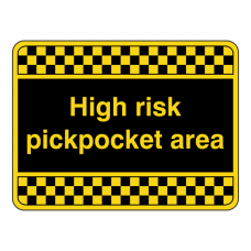 Yellow High Risk Pickpocket Area Security Sign (Landscape)