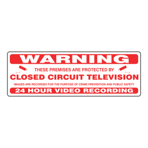 Premises Protected By Closed Circuit Television Security Sign (White Landscape)