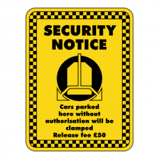Cars Will Be Clamped £50 Release Fee Security Sign