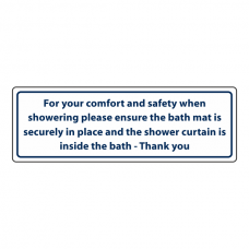 For Your Comfort Ensure Bath Mat Is Secure Sign (Landscape)