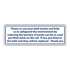 Please Re-Use Your Bath Towel Sign (Landscape)