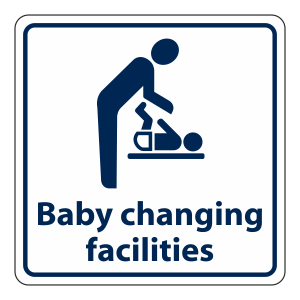 Baby Changing Facilities Sign (Square with Text)