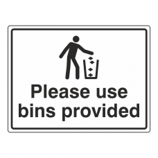 Please Use Bins Provided General Sign (Large Landscape)
