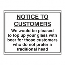 Notice To Customers Pub Sign (Large Landscape)