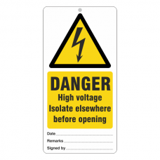 Danger High Voltage Isolate Everywhere Tie Tag