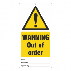 Warning Out of Order Tie Tag