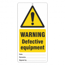 Warning Defective Equipment Tie Tag