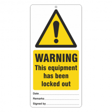Warning Equipment Locked Out Tie Tag