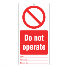 Do Not Operate Tie Tag
