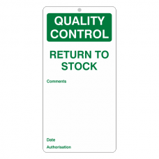 Quality Control - Return To Stock Tie Tag