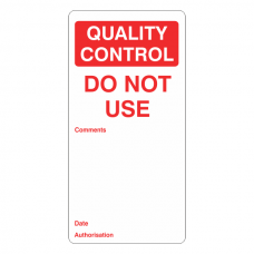 Quality Control - Do Not Use Tie Tag
