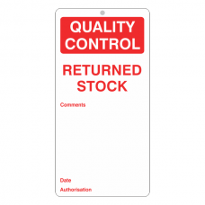 Quality Control - Returned Stock Tie Tag
