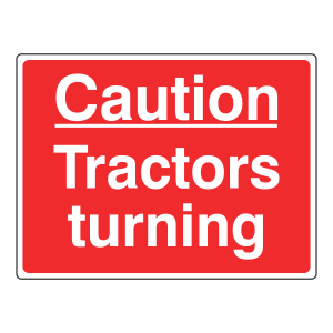 Caution Tractors Turning Sign (Large Landscape)