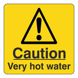 Caution Very Hot Water Sign (Square)