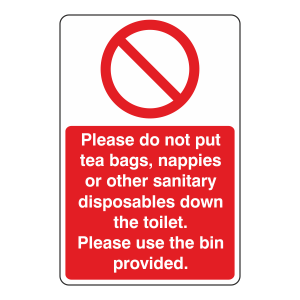 Do Not Put Items Down The Toilet Sign